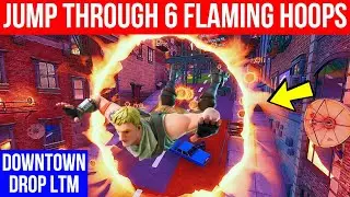 Jump Through All 6 Flaming Hoops In Downtown Drop LTM - Season 9 Fortnite Challenges