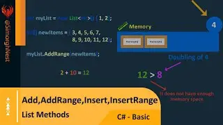 C# Tutorial - Basic - 094 - List Methods - Add(),AddRange(),Insert(),InsertRange()