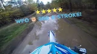 WFO on a 250 2-stroke on a sick sand track through Woods