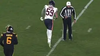 Referee intentionally hip checks Cassius Marsh. Bears vs. Steelers. HORRIBLE taunting call.