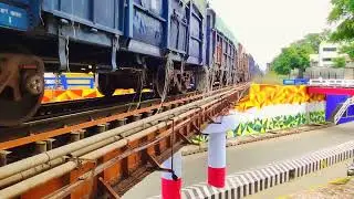 Goods Train Carrying Heavy Load in Bridge/ Indian Trains/Double Engine Push #railway #train