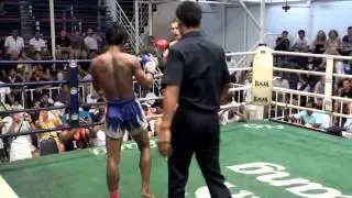 Matthew (Tiger Muay Thai) wins in the second round at Bangla Thai Boxing Stadium