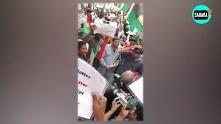 Pro- BIAFRA Activists Protest At The UN General Assembly In New York As Buhari Was Giving His Speech