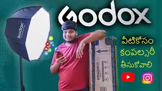 Godex softbox lighting / unboxing and review in Telugu / softbox overall kit unboxing in Telugu