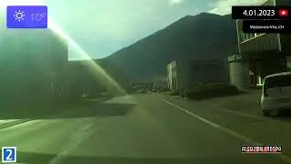 Driving from Canton Ticino (Switzerland) from Cadenazzo to Lugano 4.01.2023 Timelapse x4