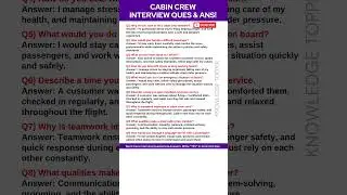 Cabin Crew Interview Questions and Answers | Cabin Crew Job Interview