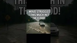 Our Vehicle Struggles Through a Flooded Road! #FloodedRoad #RoadChallenge #Shorts #WaterOnRoad