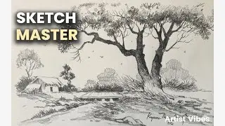 Ancient Pencil Landscape Sketch