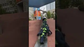 Police squad goes down a slide #vfx #boston #funny