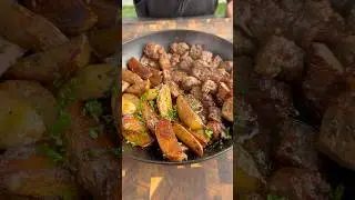 Steak bites and roasted potatoes