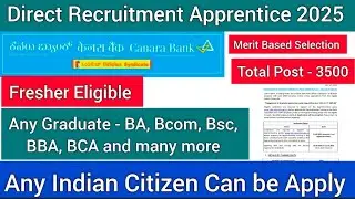 Direct Vacancy | Merit Based Selection | New Apprentice | Fresher Eligible | Any Graduate | Apply