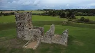 drone footage of knowlton church in dorset