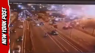 Horrific Moment House with Fireworks Explodes onto Highway in Brazil