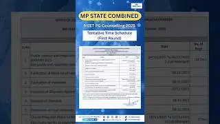 NEET PG 2025 : Madhya Pradesh NEET PG 2025 Round 1 Schedule Out | MP NEET PG Counselling