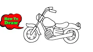 How To Draw A Motorbike | Motorcycle Drawing Easy Step By Step