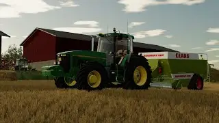 pressar halm med John Deere 8300 och Claas Quadrant 1200