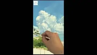 Sky Blue & Ultramarine Acrylic Painting with White | Easy Landscape Color Mixing Tutorial