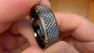 Knurl Tungsten Rings with Knurling Diamond Pattern Men Wedding Band 8mm wide