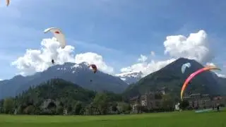 Interlaken central meadow paragliders May 2017