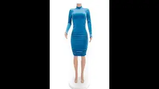Autumn new solid color stretch velvet stylish dress B20678