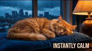 Instant Stress Relief: 2 Hours of Cozy Rain & Sleepy Cat Animation 🌧️