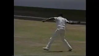 GORDON GREENIDGE run out (DEVON MALCOLM - JACK RUSSELL) 32 WEST INDIES v ENGLAND FEBRUARY 24 1990