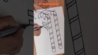 Navratri Drawing | Dandiya Drawing | Garba Drawing | How to Draw Easy Dandiya |