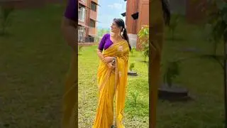 #shorts &hearts;️&hearts;️ Yellow Saree With Contrast Blouse &hearts;️&hearts;️#shorts #viral #shivanjana #fashion #trending