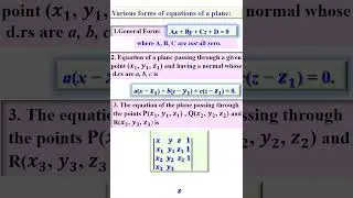 A.G of 3D | Various forms of equation of a plane
