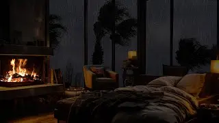 Rain Sounds for Sleeping | Sleeping Sounds of Rainy Night by the window with Warm Fireplace& Thunder