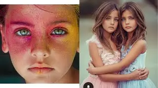 Clements Twins. Ava and Leah - 8 Year old BEAUTIFUL models - BLONDE and GREEN eyes