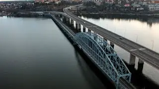 3379. Liding&ouml;bron (Liding&ouml; bridge) Drone Stock Footage Video