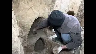 Build an underground shelter in the wilderness during winter and camp  overnight. #camping #survival