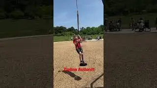Zipline action at the park! Enjoying the beautiful weather!