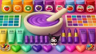 ASMR DIY слайм видео 🌈 Радужный слайм Куроми с косметикой, тенями, BB-крем, конфеты и блёстками
