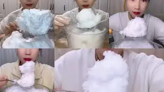 YY'S AND QUIAN 'S WHITE SHAVED ICE ,POWDERY ICE, CRUNCHY ICE,SOFT ICE EATING ASMR🧊🤍