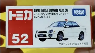 Tomica No 52 - Subaru Impreza Unmarked Police Car Scale 1/59 &bull; Diecast Everyday