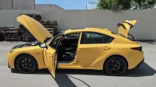 Rare 2025 Lexus IS F Sport in Flare Yellow going to see Switzerland soon.