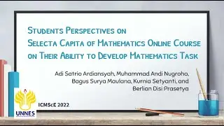 ABS-92 | ICMScE 2022 - Students&rsquo; Perspectives on Selecta Capita of Math Learning Online Course
