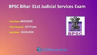 BPSC Bihar 31st Judicial Services Competitive Examination&ndash; 221 posts|Degree (Law)|OBillboard