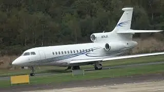 FALCON 7X N74JK TAXI-DEPARTURE FROM RUNWAY 06 AT FARNBOROUGH-EGLF 18-10-2025