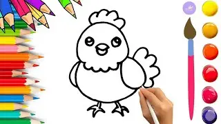 How To Draw cute Baby Chicken Drawing, Painting & Coloring For Kids and Toddlers_🌈🎨