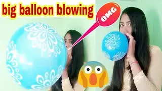 Big and blue polka-dot balloon blowing by me // balloon challenge 🎈  #balloon #challenge