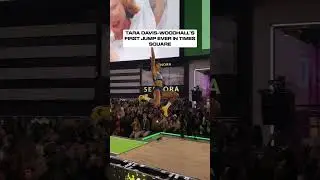 Tara Davis-Woodhall long jumping in Times Square ✨