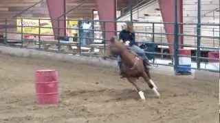 Lady Pawan - MeMe 4-4-13 Barrel Race - jackpot run, 17.174 - in just a snaffle! - Valley View Ranch