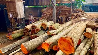 Dramatic!! The Speed ​​of a Sawmill Operator Sawing Large Chunks of Wood with Precision and Accuracy