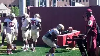 Defensive tackles do drill at FSU practice