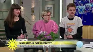 Intervju i tv 4 med ungdomar som var med o ordnade demonstrationen f&ouml;r klimatet i Stockholm,