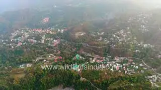 Beautiful view of Bazpur City from the sky Uttarakhand as seen aerially, in this aerial view