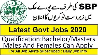 SBP Jobs 2020 | SPB Jobs OG2 | State Bank of Pakistan Jobs | Latest Govt Jobs 2020 | Bank Jobs 2020